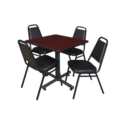 Kobe Kobe Square Table & Chair Set, Wood, Metal, Vinyl Top, Mahogany TKB3030MH29BK